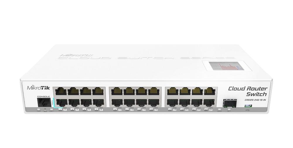 Mikrotik, Conmutador Inteligente Cloud Router de 24 Puertos Gigabit Color Blanco/Gris